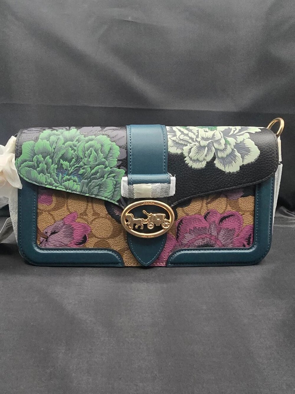 Coach Georgie Shoulder Bag in Signature Canvas with Kaffe Fasse Print 6020